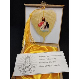Lá bồ đề in hình màu chúa Jesu sắc nét