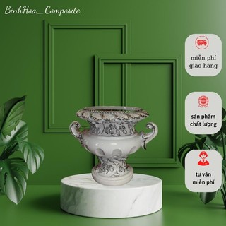 Bát đôn composite mã bh68, bình cắm hoa cao cấp, chậu cắm hoa, bình trang trí