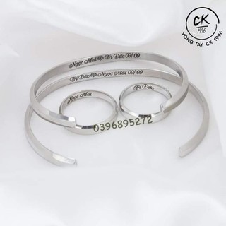 Set cặp nhẫn + cặp vòng tay ck 1996 khắc tên theo yêu cầu - nhẫn đôi - vòng cuff