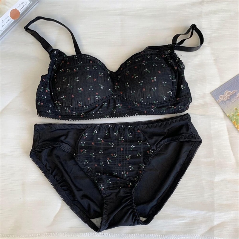 1 Bộ Đồ Lót Nâng Ngực Không Gọng In Họa Tiết Hoa Trẻ Trung Cho Nữ | BigBuy360 - bigbuy360.vn