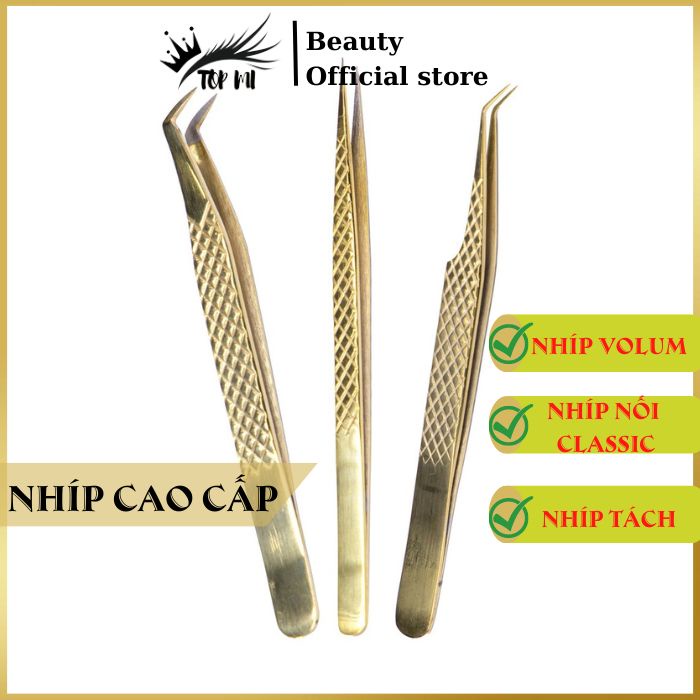 Nhíp nối mi cao cấp, Nhíp gắp mi volum tách classic chuyên nghiệp tiện lợi phủ nhám TopMi