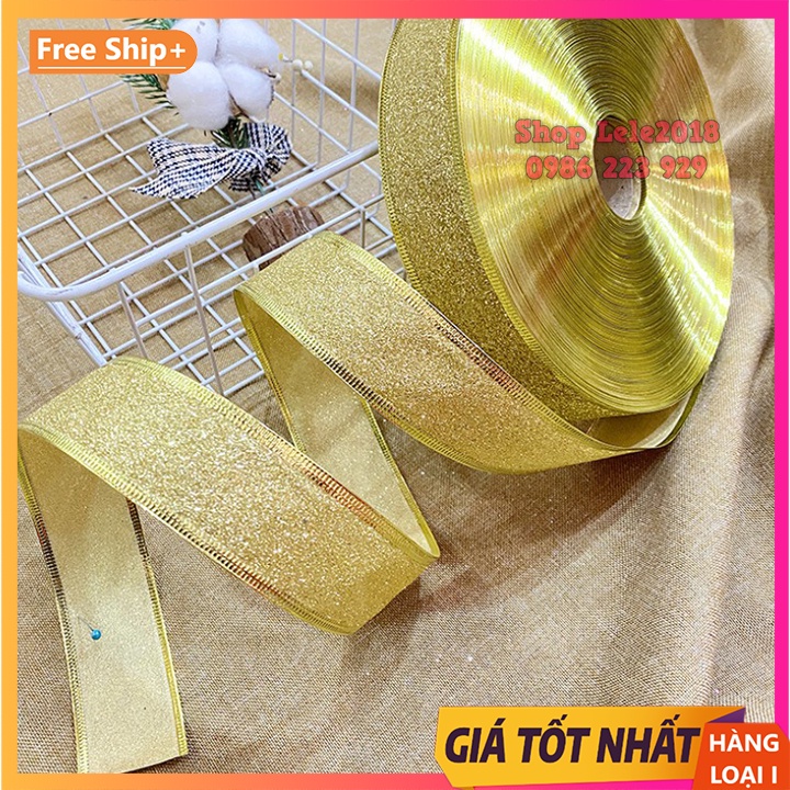 Ruy băng kim tuyến nhũ bản 4cm trang trí Noel, cây thông Noel