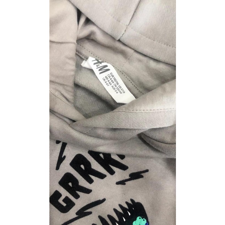 Aó hoodie áo nỉ mũ bé trai đính cườm hình khủng long size 2-8 tuổi