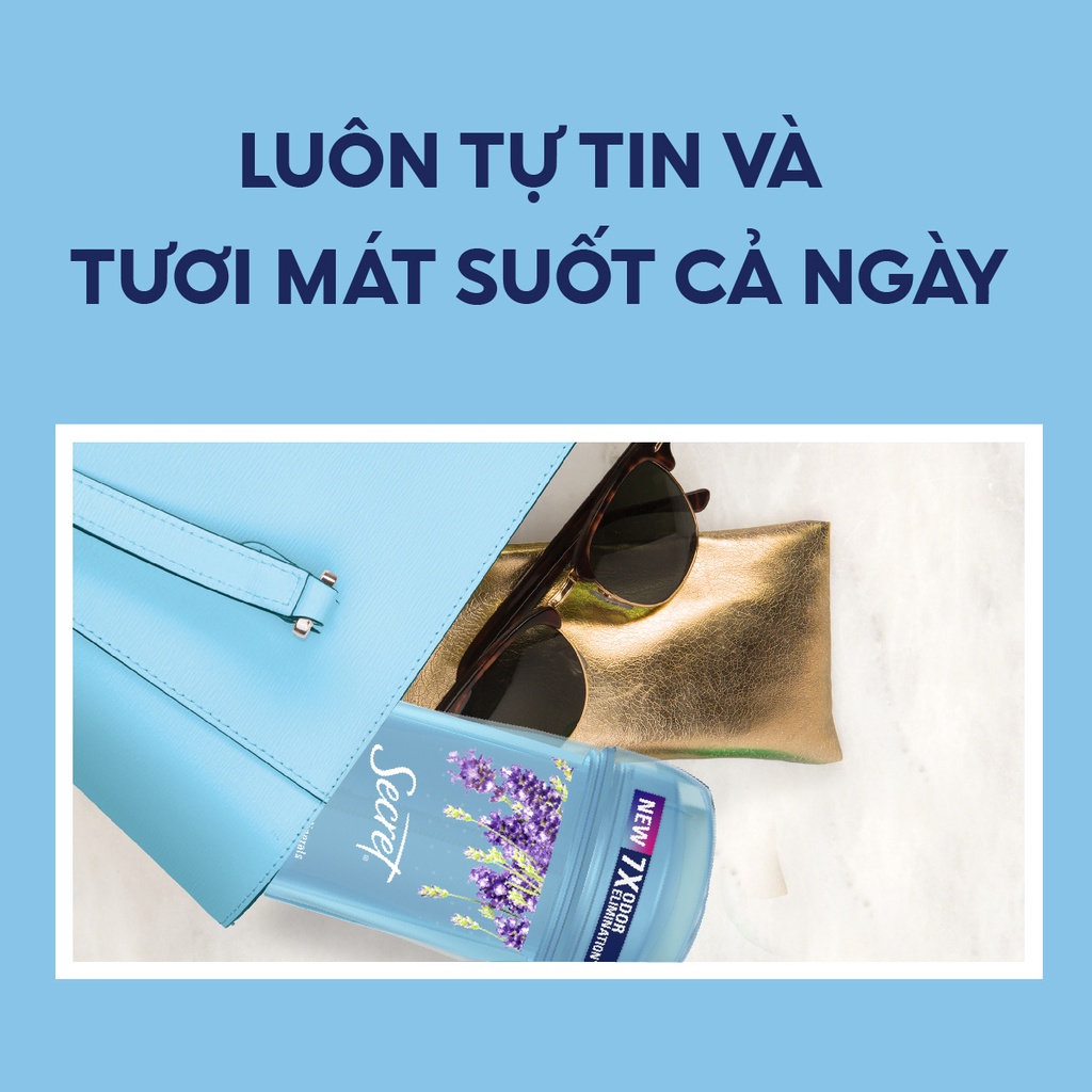 Gel lăn khử mùi và ngăn tiết mồ hôi cho Nữ Secret 73g chính hãng của Mỹ Lavender | Protecting Powder | Unscented | Clean