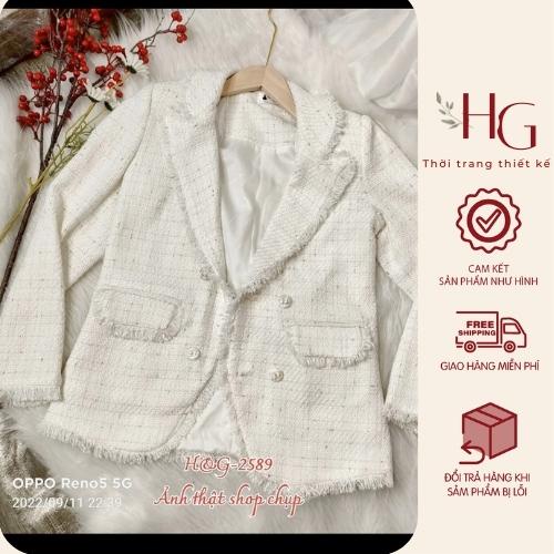 Áo dạ tweed tua rua siêu xinh, Áo khoác dạ phong cách Hàn Quốc hàng thiết kế cao cấp