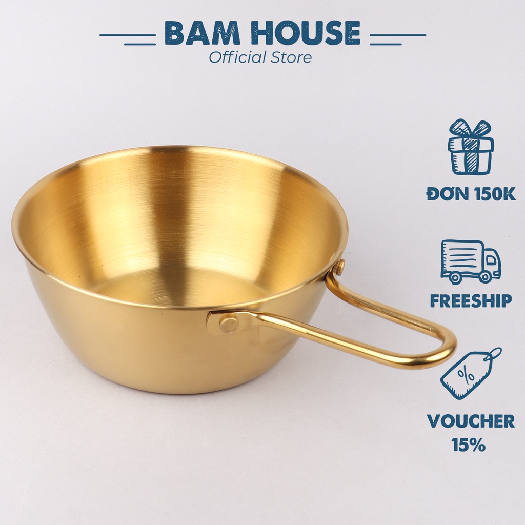 Tô mì inox 304 Bam House có tay cầm chống nóng chắc chắn cao cấp TMI01 - Thố mì inox To mi inox Tô ăn mì