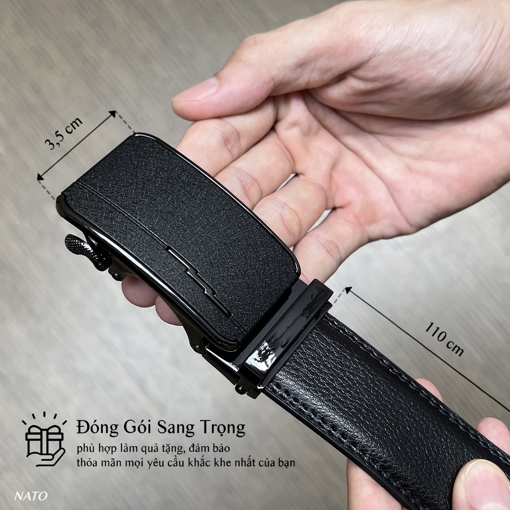 Thắt Lưng Nam LEATHER Khóa Tự Động Da Bò Thật Cao Cấp Bền Đẹp Sang Trọng Công Sở Thời Trang Đi Làm Học Dây Nịt Tăng NATO