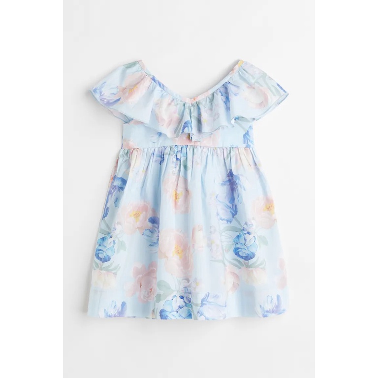 Váy bèo xòe hoa xanh 1054775001 HM H&M _hàng chính hãng authentic