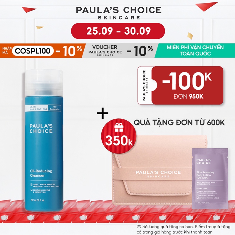 Sữa rửa mặt cho da dầu Paula’s Choice Skin Balancing Oil Reducing Cleanser 237ml 1150
