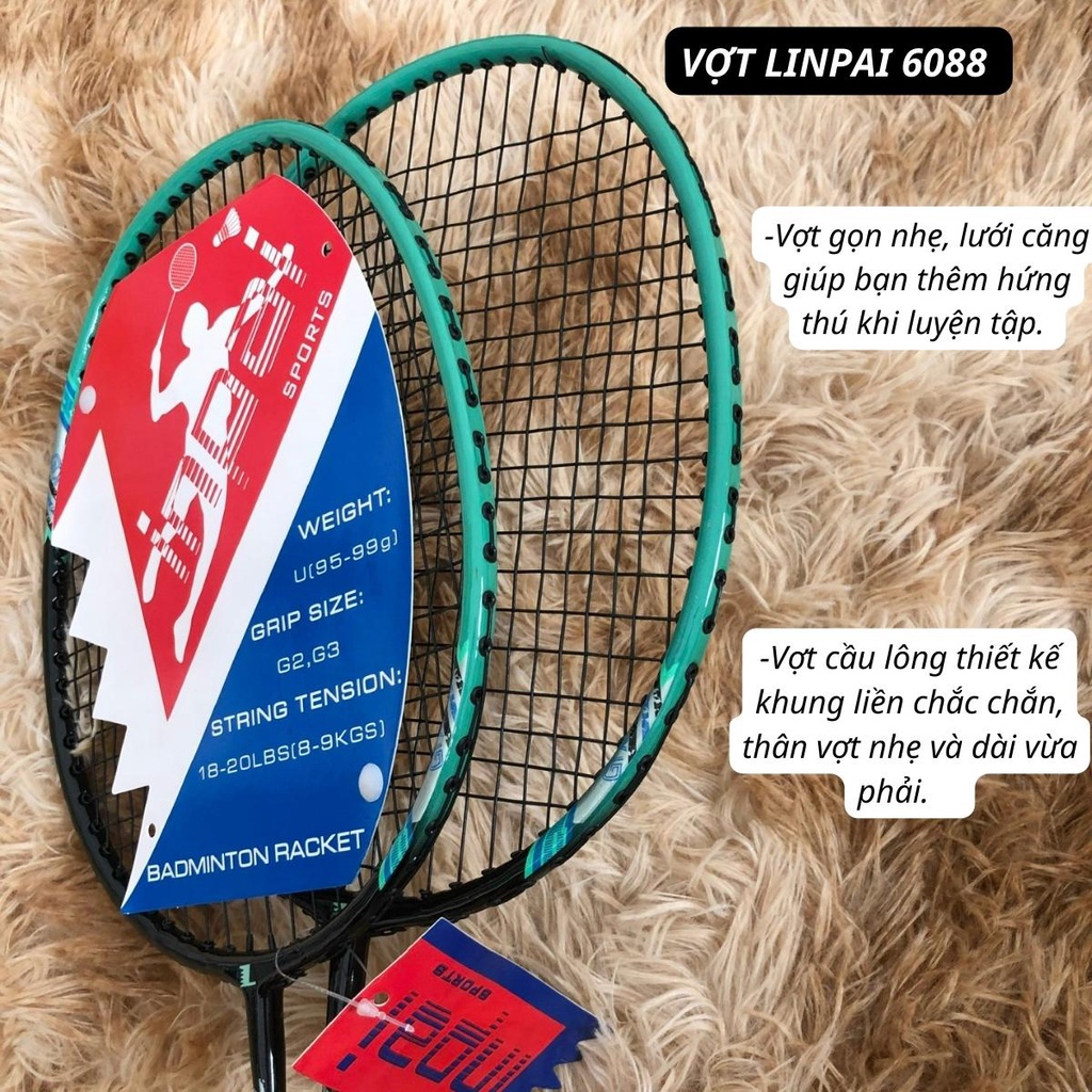 Bộ đôi vợt đánh cầu lông carbon cao cấp Linpai 6088 chính hãng