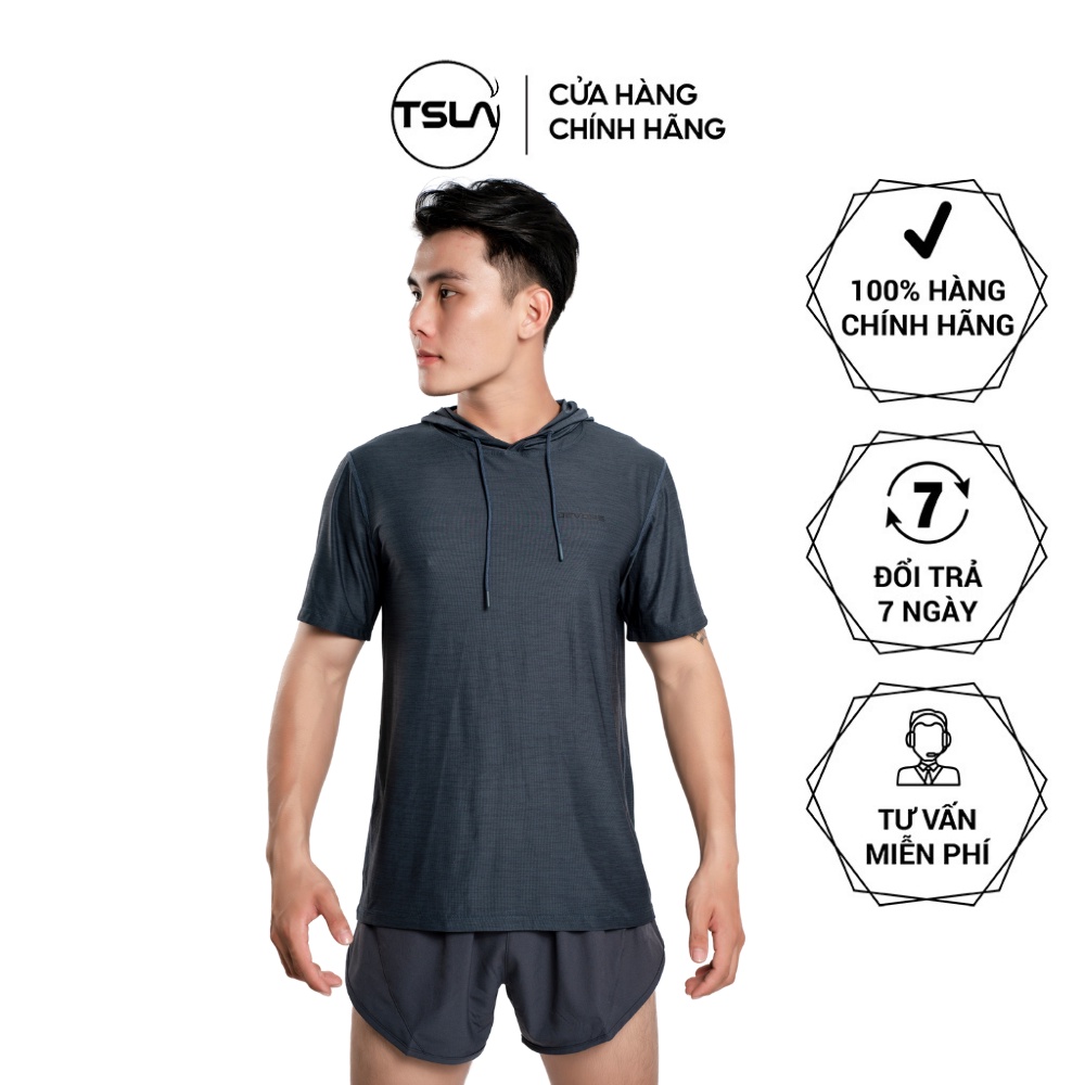 Áo hoodie nam ngắn tay thể thao TSLA form oversize chất thun co giãn kháng khuẩn chống UV tập gym đá bóng TSO2028
