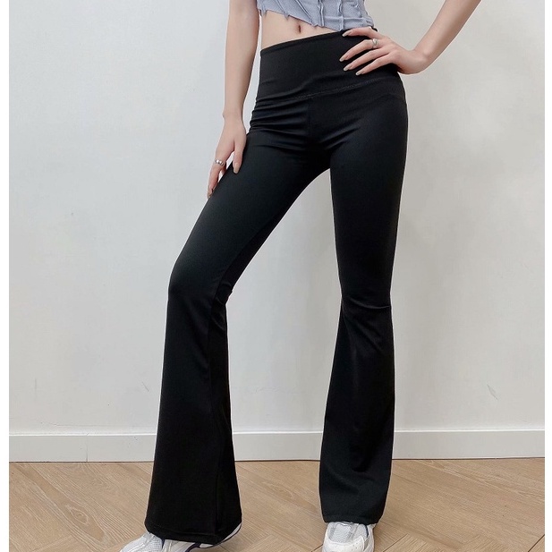 Quần legging ống loe  cạp cao chất cotton co dãn 4 chiều hack dáng