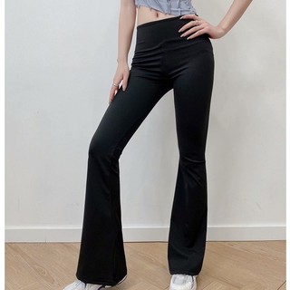 Quần legging ống loe cạp cao chất cotton co dãn 4 chiều hack dáng