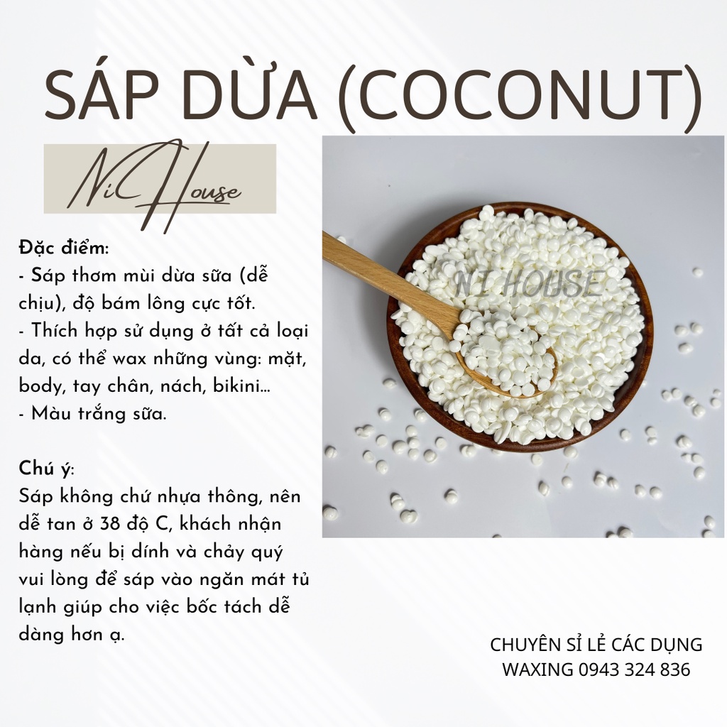 Sáp Wax Lông Nóng - Wax Lông Nách - Lông Chân Siêu Bám Lông - Dừa - Trong - Nhủ - PREMIER