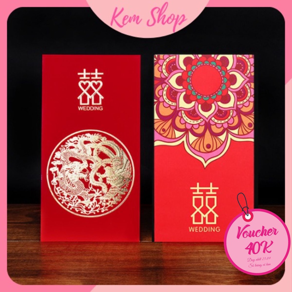 Bao lì xì chữ hỷ trao duyên dùng trong đám cưới, ăn hỏi loại cao cấp - Kemshop K235