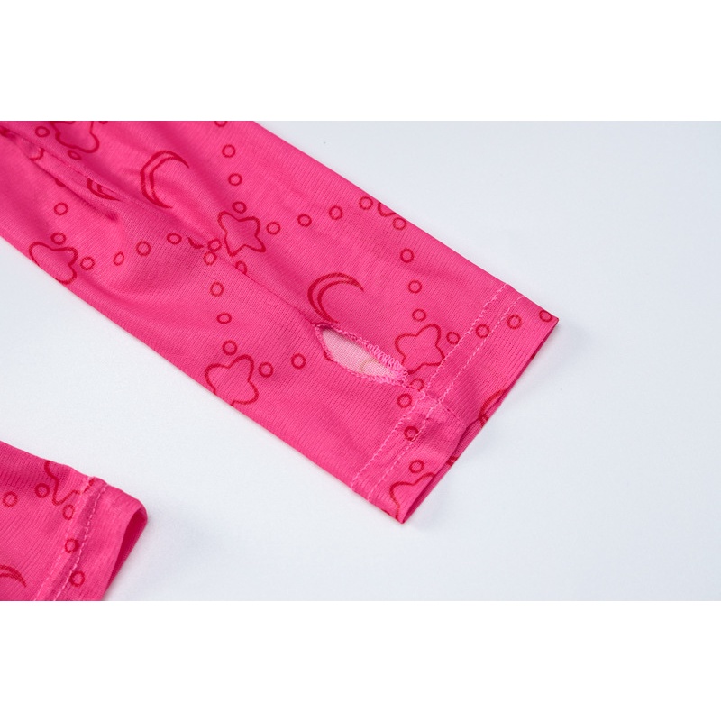 Áo Lưới Cổ Lọ Tay Dài Xuyên Thấu In Chữ Blackpink Rose Aespa Ningning Quyến Rũ