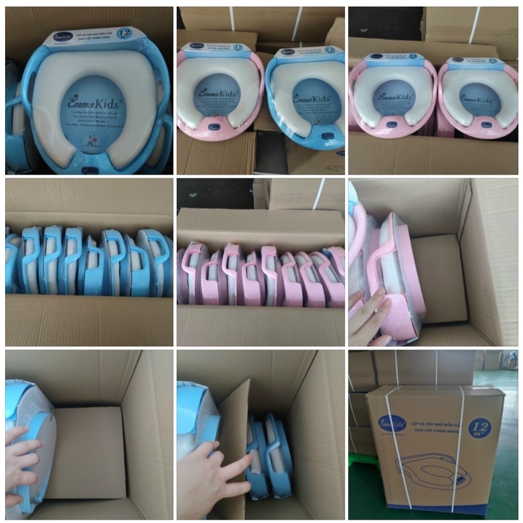 Bệ ngồi thu nhỏ bồn cầu toilet có tay vịn Emma kids cao cấp cho bé