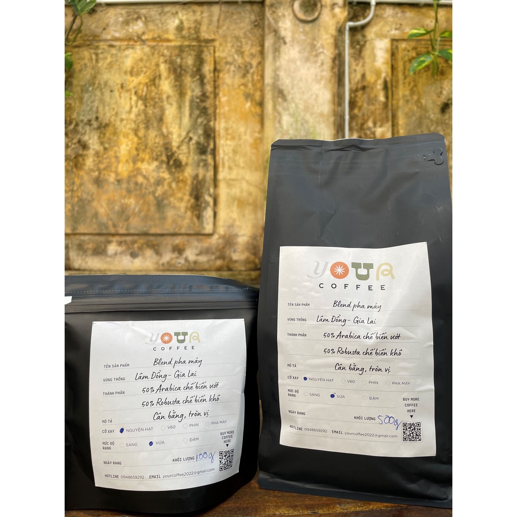 Cà Phê Blend Arabica Cầu Đất Robusta Lâm Đồng Rang Mộc Nguyên Chất, Pha Máy Espresso Cân Bằng, Tròn Vị Túi 500g-YC50A50R