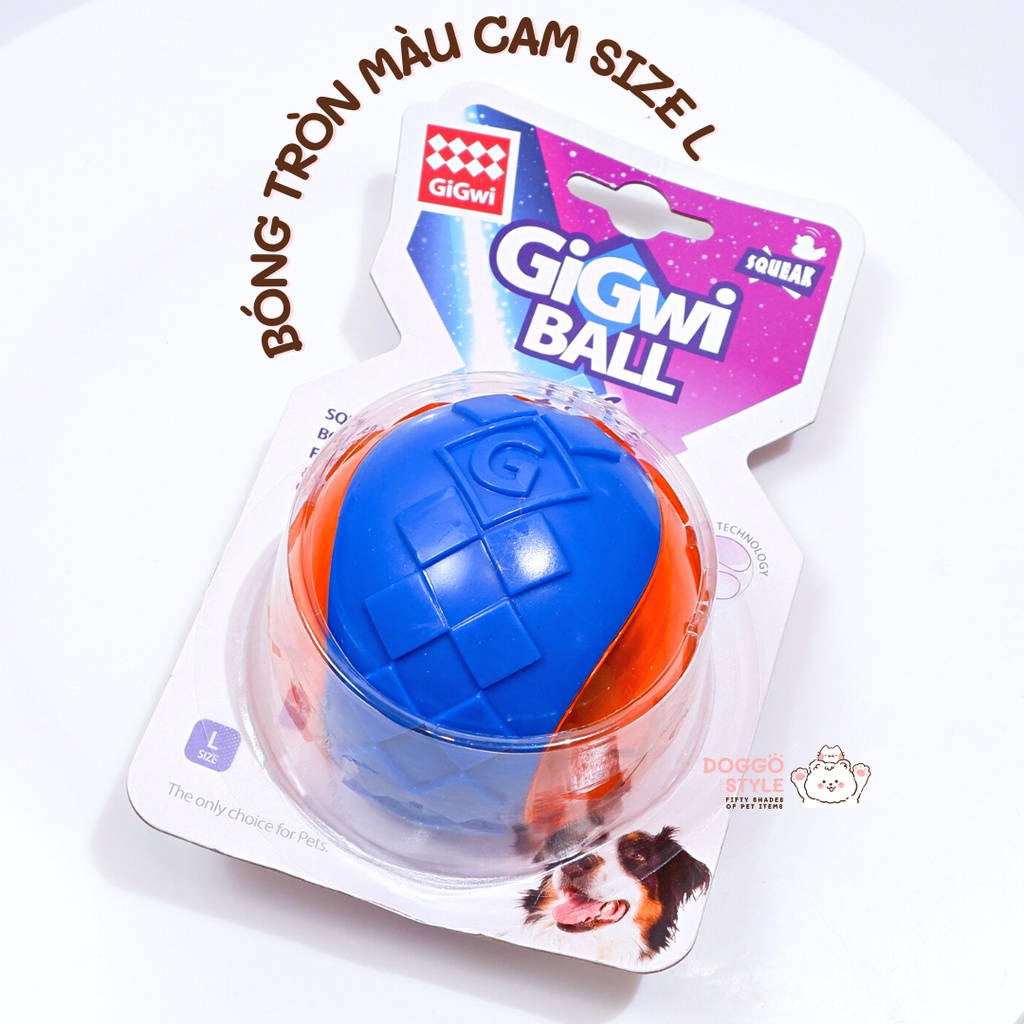 Đồ Chơi Cho Chó Lớn Cao Cấp Có Tiếng Kêu GiGwi G-Ball Giúp Làm Sạch Răng Giảm Stress DOGGOSTYLE