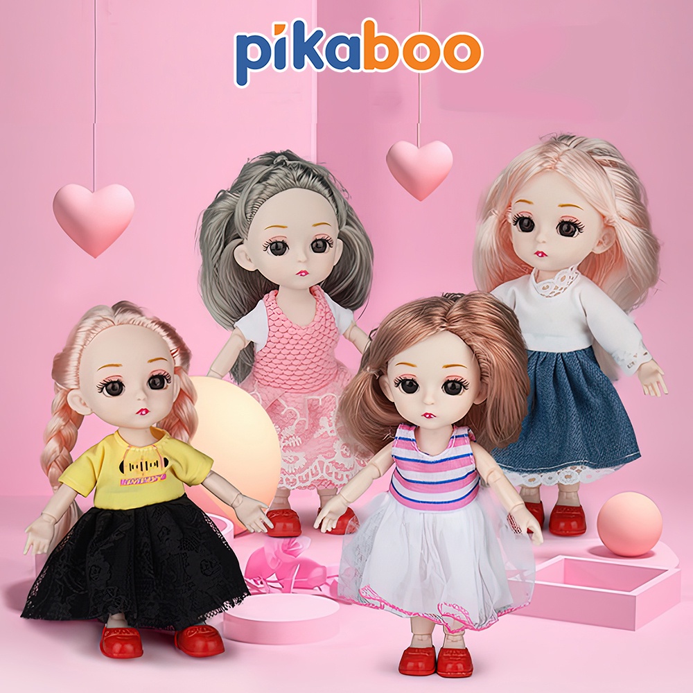 Đồ chơi búp bê công chúa barbie cho bé gái Pikaboo có khớp tay, chân chất liệu nhựa cao cấp an toàn cho trẻ em