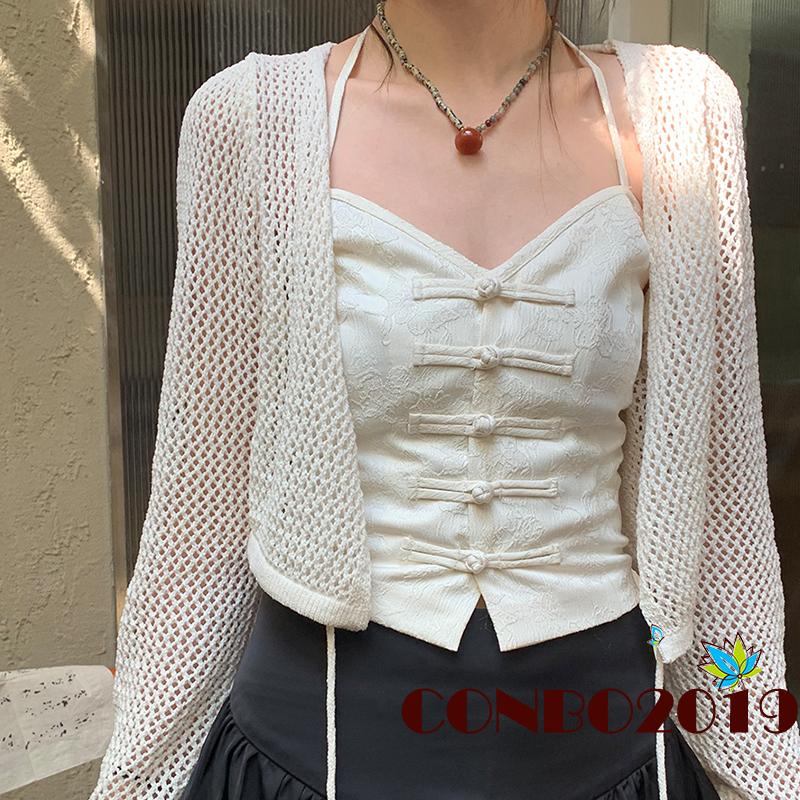 Áo Tank Top Sát Nách Cổ Treo Cài Nút Cơ Bản Thời Trang Xuân Thu Cho Nữ