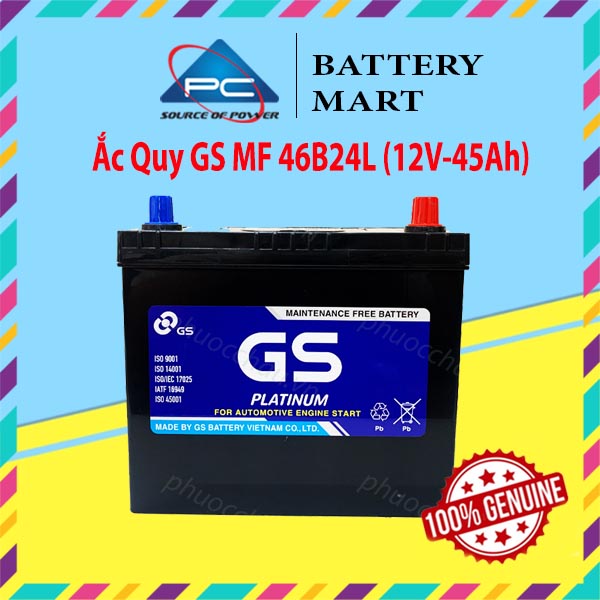 Bình Ắc Quy 12V-45Ah, Ắc Quy Ô Tô GS MF 46B24L/R/LS