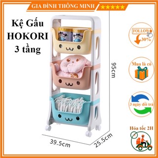 Kệ nhựa hình gấu để đồ đa năng 3 tầng có bánh xe thương hiệu việt nhật
