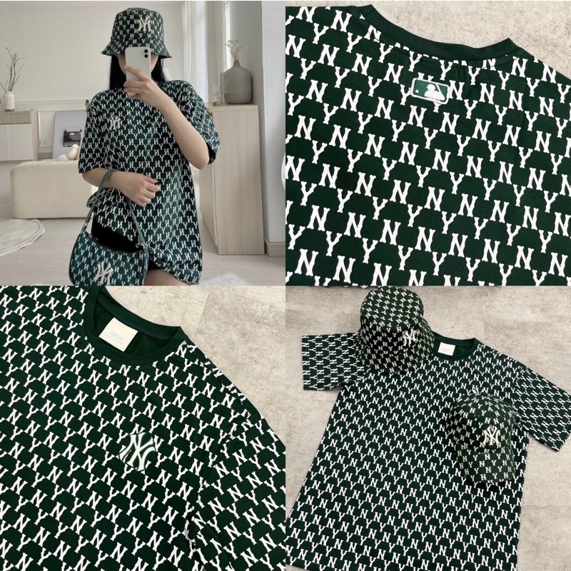 Áo Thun Ngắn Tay MLB Ny unisex monogram