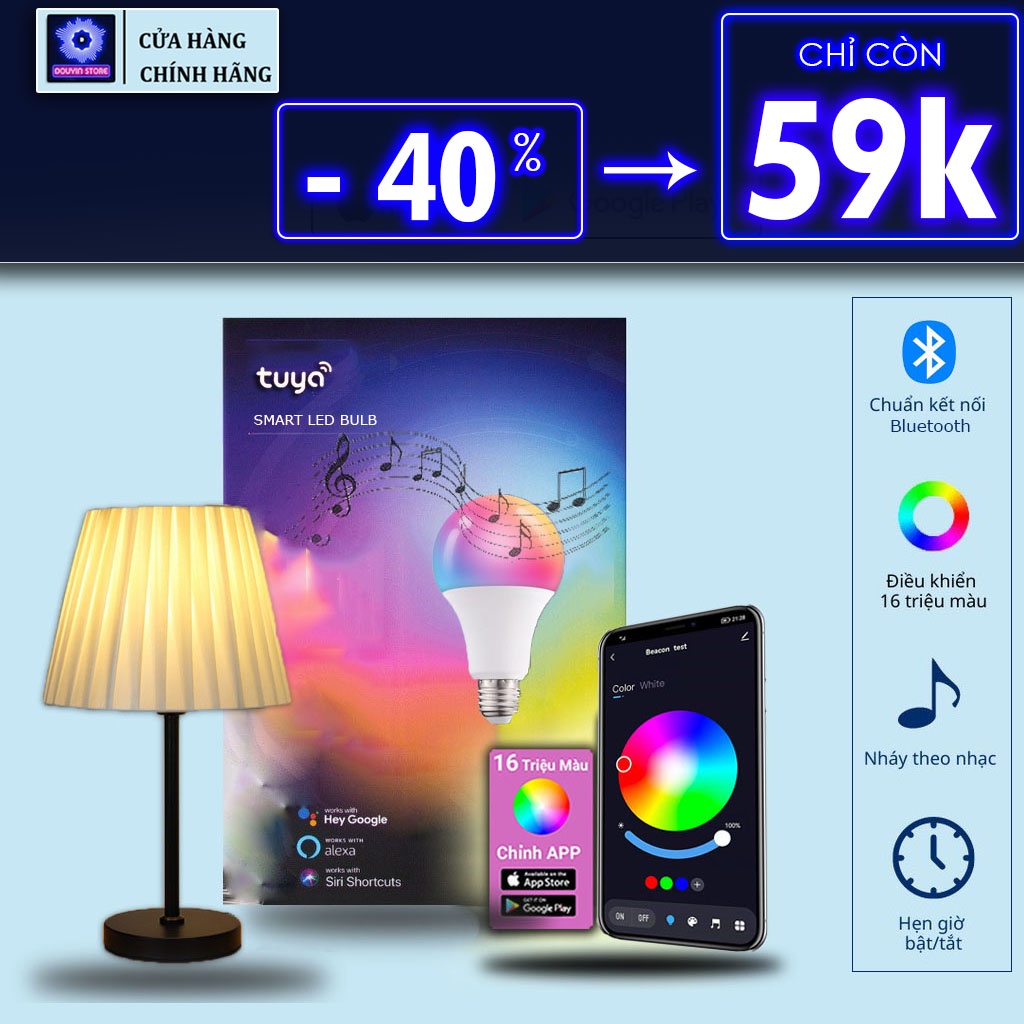 Bóng Đèn ngủ RGB 220v điều khiển từ xa, 16 triệu màu nháy theo nhạc tuỳ chỉnh độ sáng hẹn giờ bật tắt