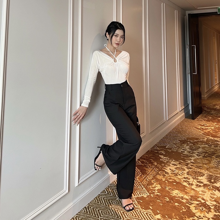 BBSTORE'S Áo Tay Dài Cổ Yếm Thời Trang Dự Tiệc Đi Dạo Cực Xinh -A1239