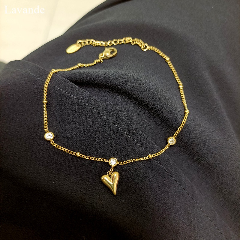 Lắc Chân Bằng Thép Titan Đính Kim Cương Hình Chữ V Sang Trọng Không Phai Màu F2K3