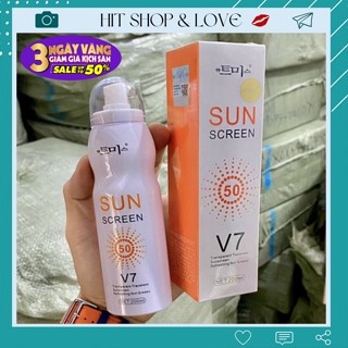 [Made in Korea] Xịt chống nắng trắng da Sun Screen V7 giúp nâng tone không bết dính SPF50+ (200ml)