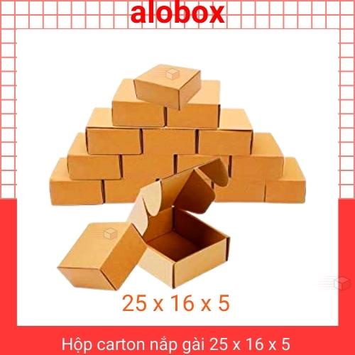 Hộp carton dẹp, hộp bìa giấy, thùng nắp gài size 25x16x5 cm, lẻ 1 hộp giao nhanh hỏa tốc HCM - alobox.