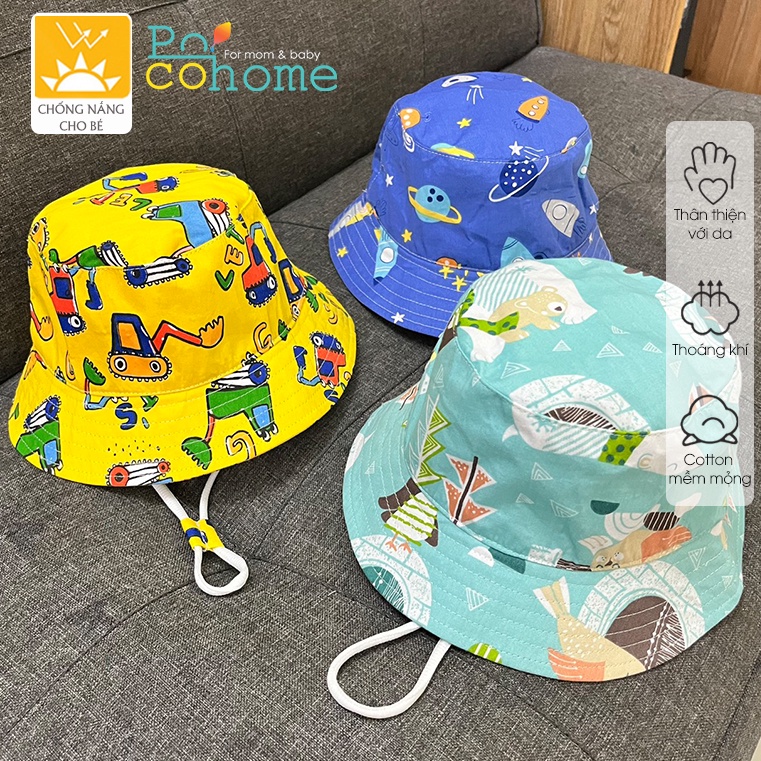 Mũ tai bèo vải Cotton mềm mỏng thoáng khí, nón chống nắng thời trang cho bé trai, bé gái 1-10 tuổi Poco Home
