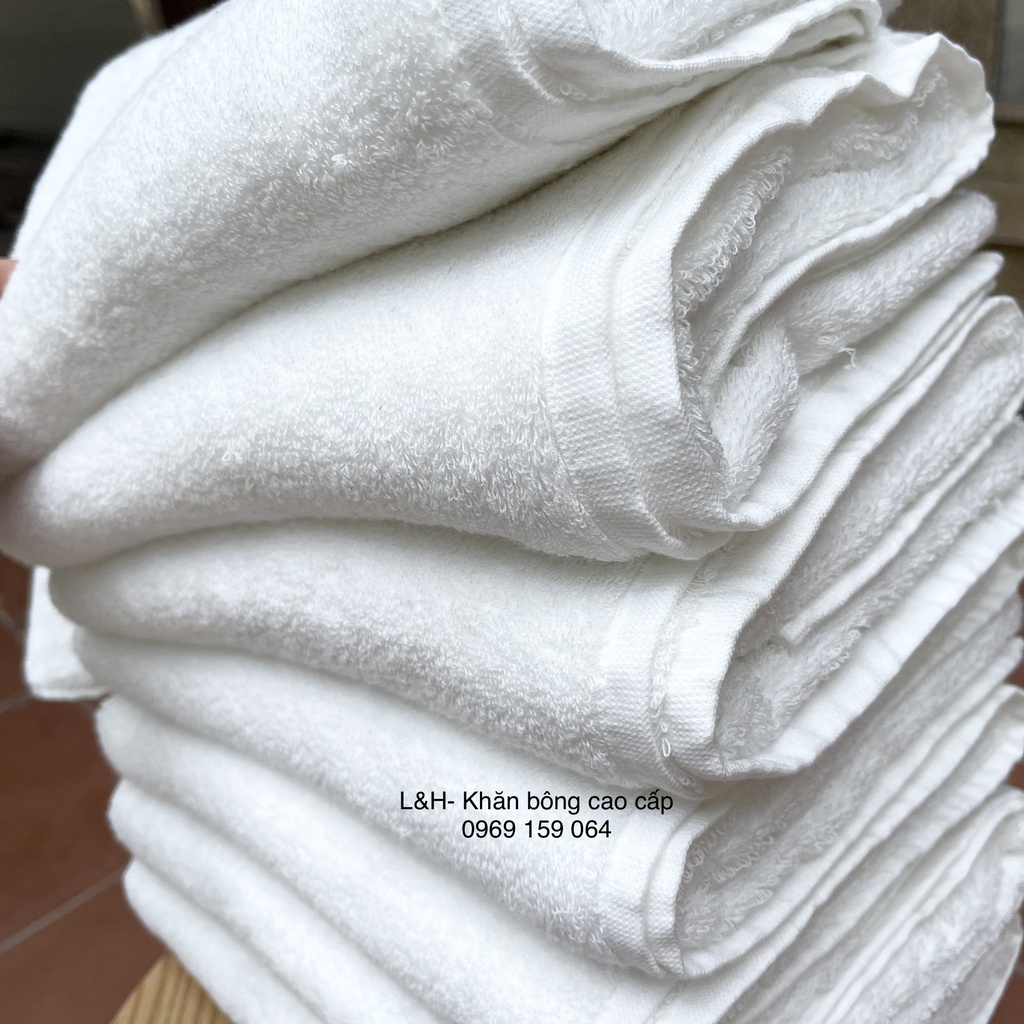 Combo 10 Khăn tắm trắng sợi CD, sợi Se, đẹp, KT 65x135cm, Nặng 250g