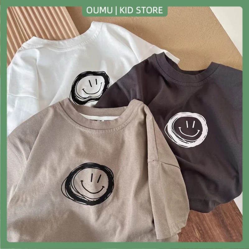 Áo Thun Cotton Ngắn Tay Hàn Quốc Mùa Hè Cho Bé Trai