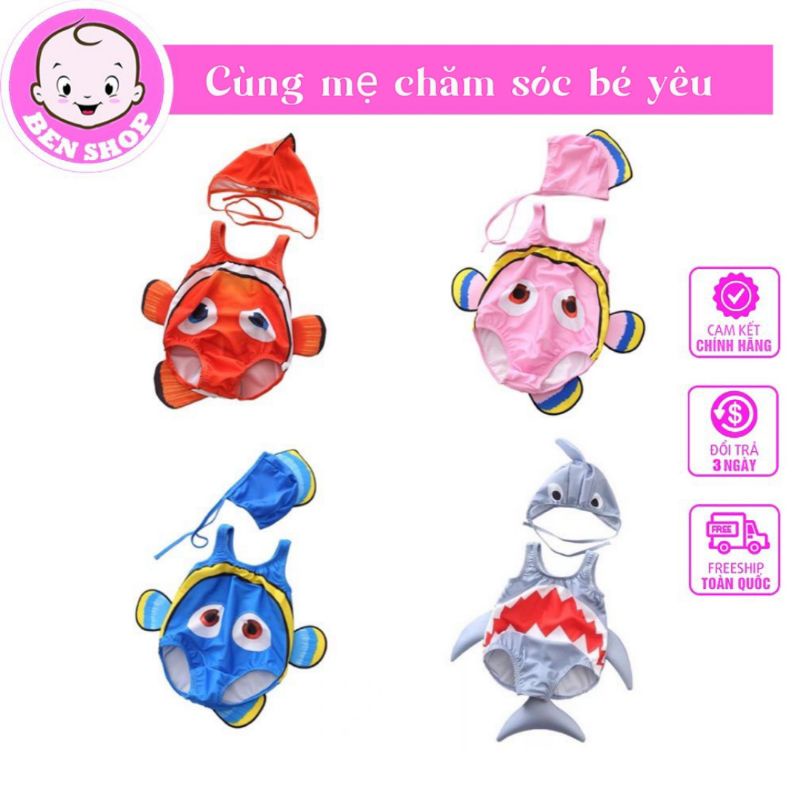 Đồ Bơi Cá Nemo và Cá Mập kèm nón cho bé