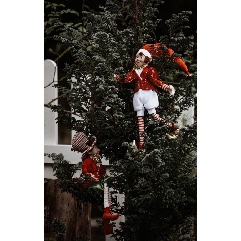 Chú hề treo cây thông màu xanh lá 40cm- phụ kiện decor cây thông Châu Âu 2023