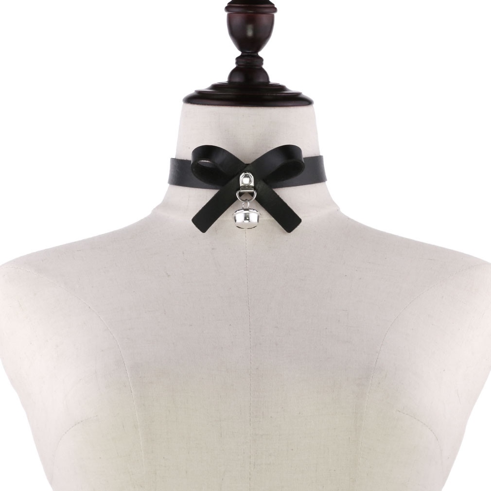 Vòng Cổ Choker Da PU Phối Ren Và Chuông Phong Cách Harajuku Nhật Bản Quyến Rũ Dành Cho Nữ