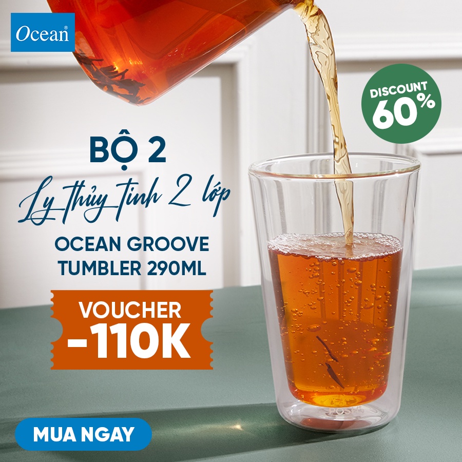 Bộ 2 ly thủy tinh 2 lớp Ocean Groove Tumbler 290ml