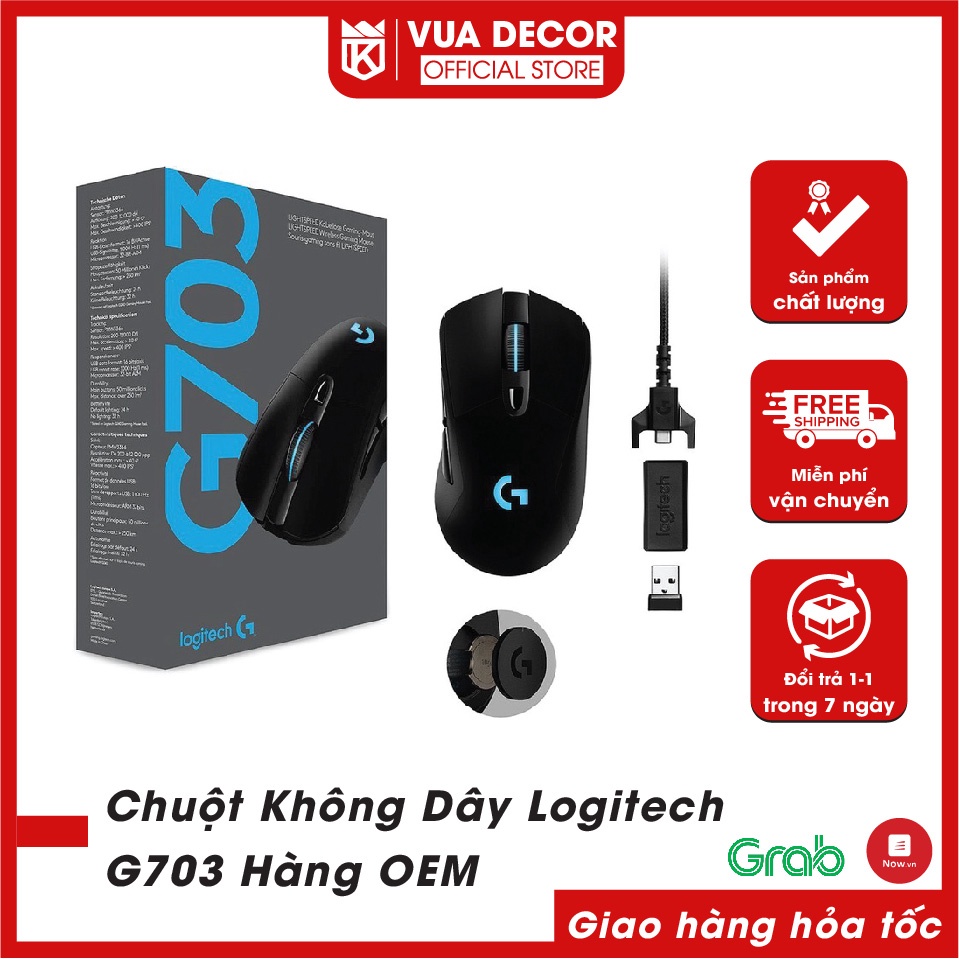 Chuột Chơi Game Không Dây Logitech G703 HERO Lightspeed Wireless Click Silent Pin Sạc Led RGB Đổi Màu Bảo Hành 6 Tháng