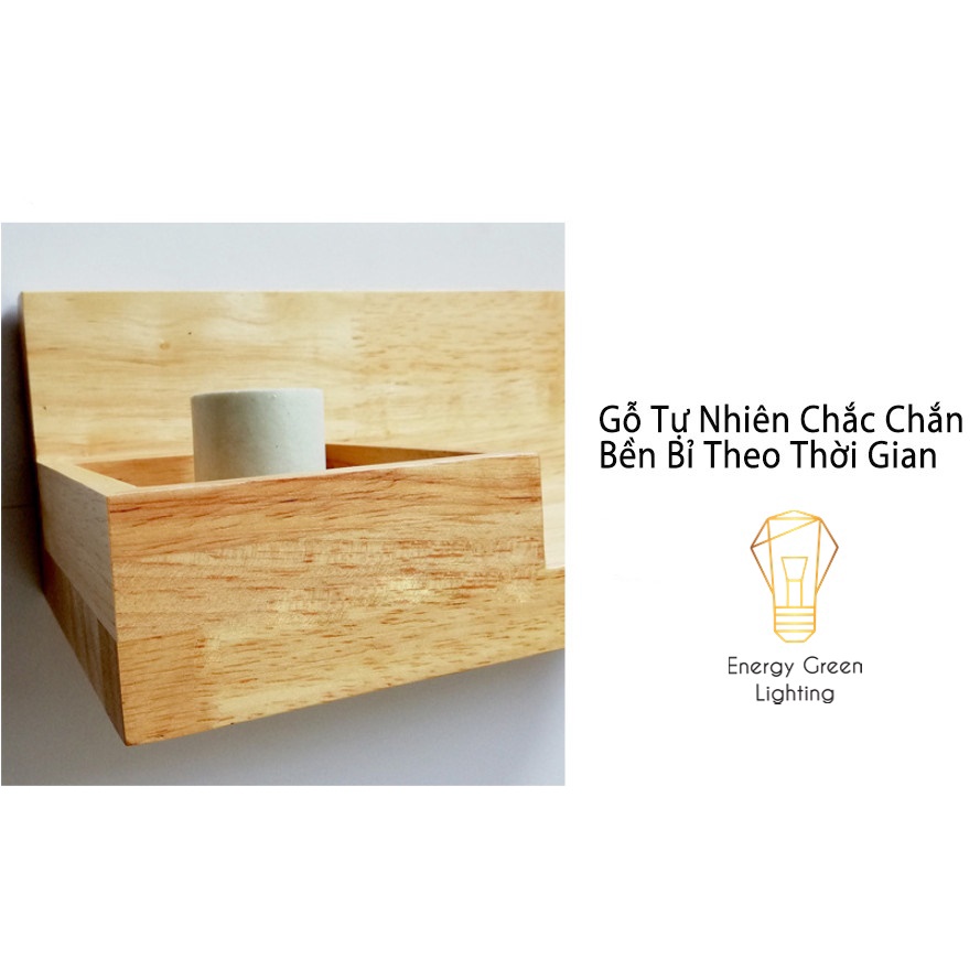 Đèn Tường Energy Green Lighting Kệ Gỗ Chao Thủy Tinh Hiện Đại DT-2714 - Trang Trí Căn Phòng - Đã Bao Gồm Bóng Led