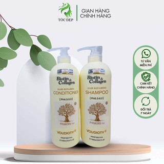 Cặp dầu gội & dầu xả biotin collagen vàng 1000ml siêu mềm mượt