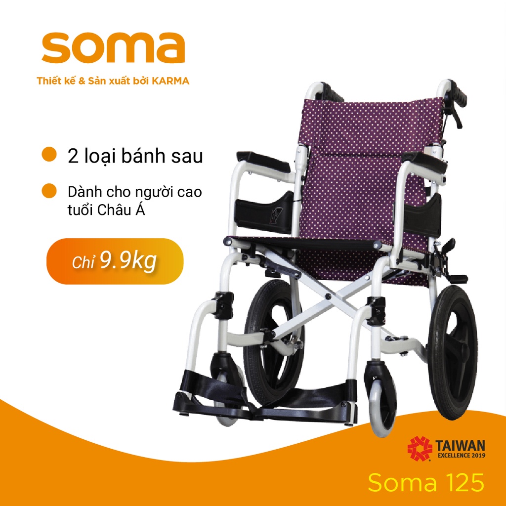 [Chính Hãng KARMA] Xe Lăn SOMA 215 Gọn Nhẹ Chỉ 9.9KG Có Thiết Kế Hỗ Trợ Sang Xe An Toàn