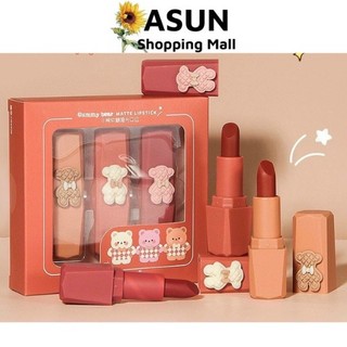 Set 3 Son Gấu Thỏi Lì Mịn Hengfang Gummy Bear Matte Lipstick