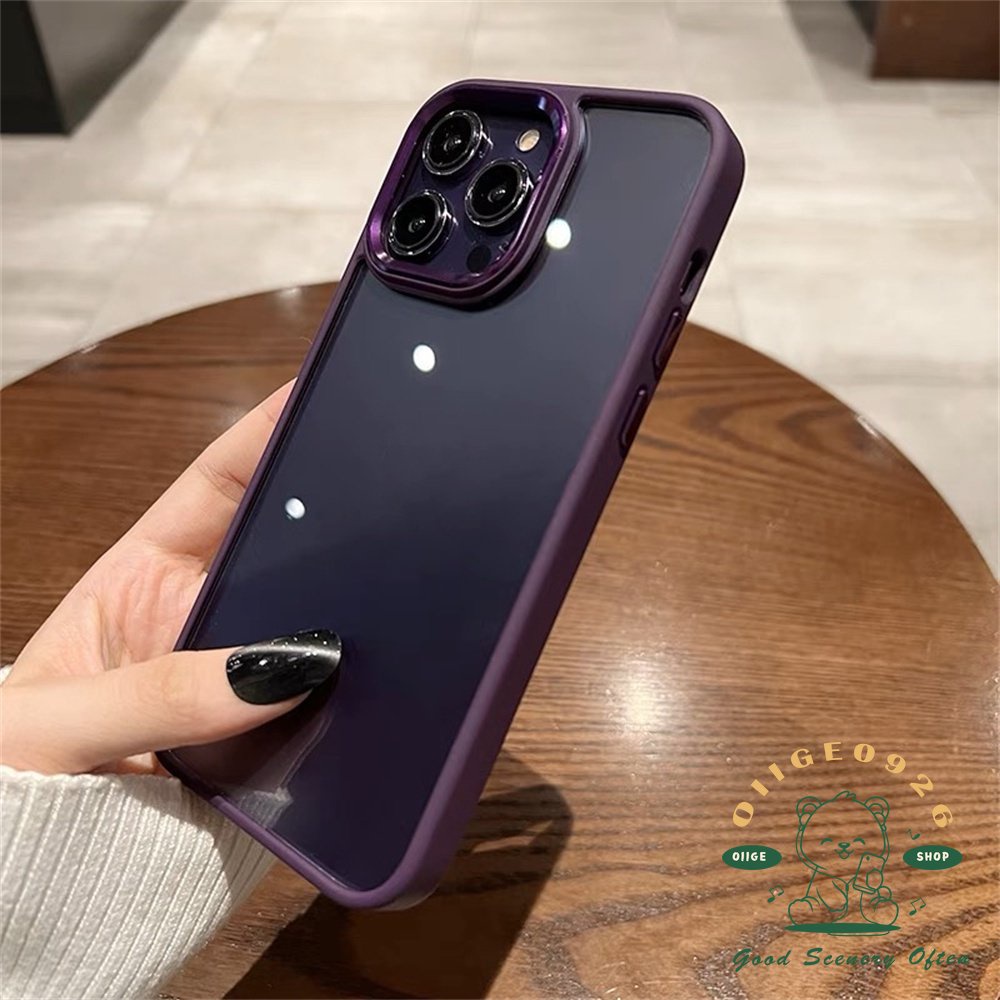 Ốp Điện Thoại Trong Suốt Màu Tím Cho Iphone 14 / 13 / 12 / 11 Pro Max 14 Plus