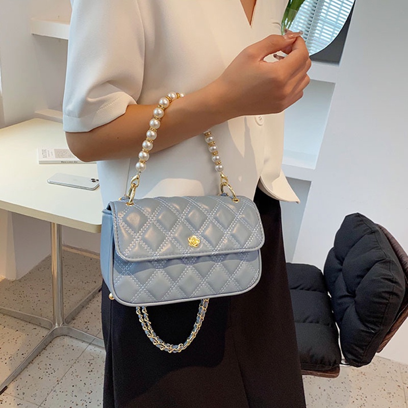 Túi đeo chéo IELGY đính kim cương giả và ngọc trai giả phong cách cổ điển dành cho nữ