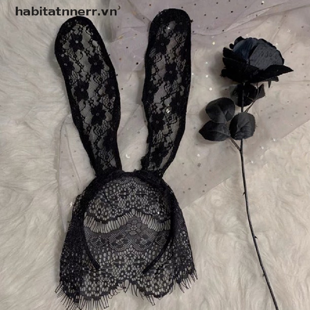 Mặt Nạ Ren Hình Tai Thỏ Màu Đen Gợi Cảm Cho Nữ