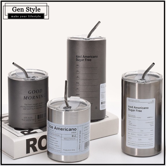 Cốc Giữ Nhiệt Cao Cấp Inox 304 Có Ống Hút và Nắp Chống Trào- Ly giữ nhiệt Genstyle 360 - 600ML thời gian 6 - 8 Tiếng