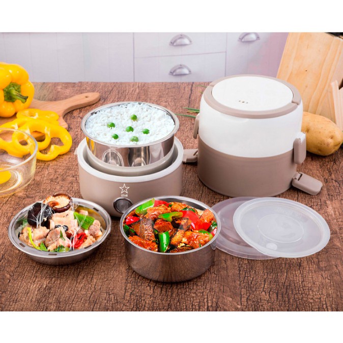 Hộp Cơm Cắm Điện Hâm Nóng Thức Ăn - Cặp Lồng Giữ Nhiệt Inox 3 tầng